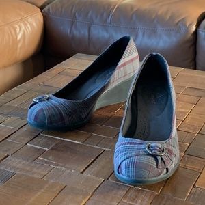 50% OFF! Dexflex Comfort Purple & Gray Plaid Wedge Heel